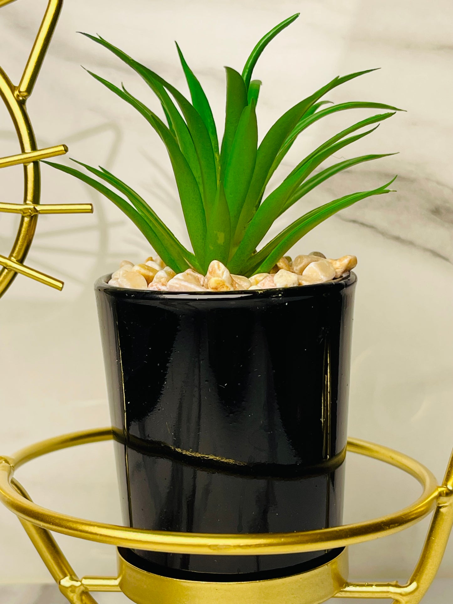 Cat-Themed Metal Plant Holder with Ceramic Pot – Whimsical Home Decor Accent