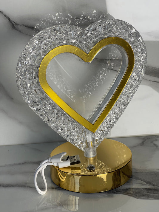 Heart-Shaped Rechargeable Touch Lamp – Elegant Home Decor