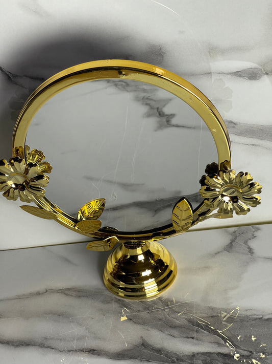 Elegant Floral Metal Table Mirror with Anti-Rust Coating