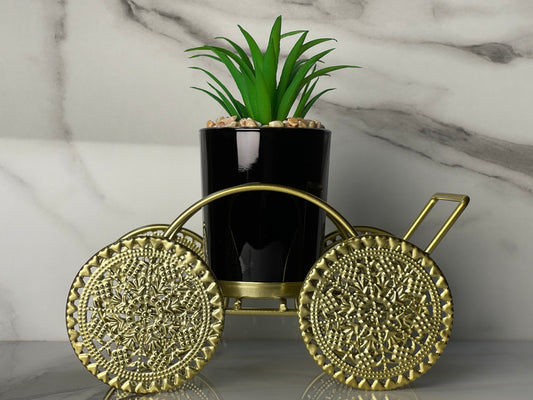 Decorative Planter Cart – Vintage Gold Finish