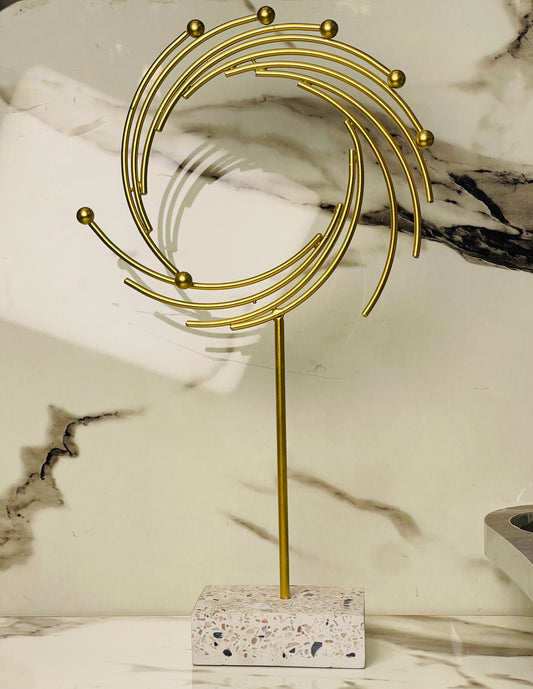 Modern Metal Art Decor with Terrazzo Base – Paperweight & Accent Piece